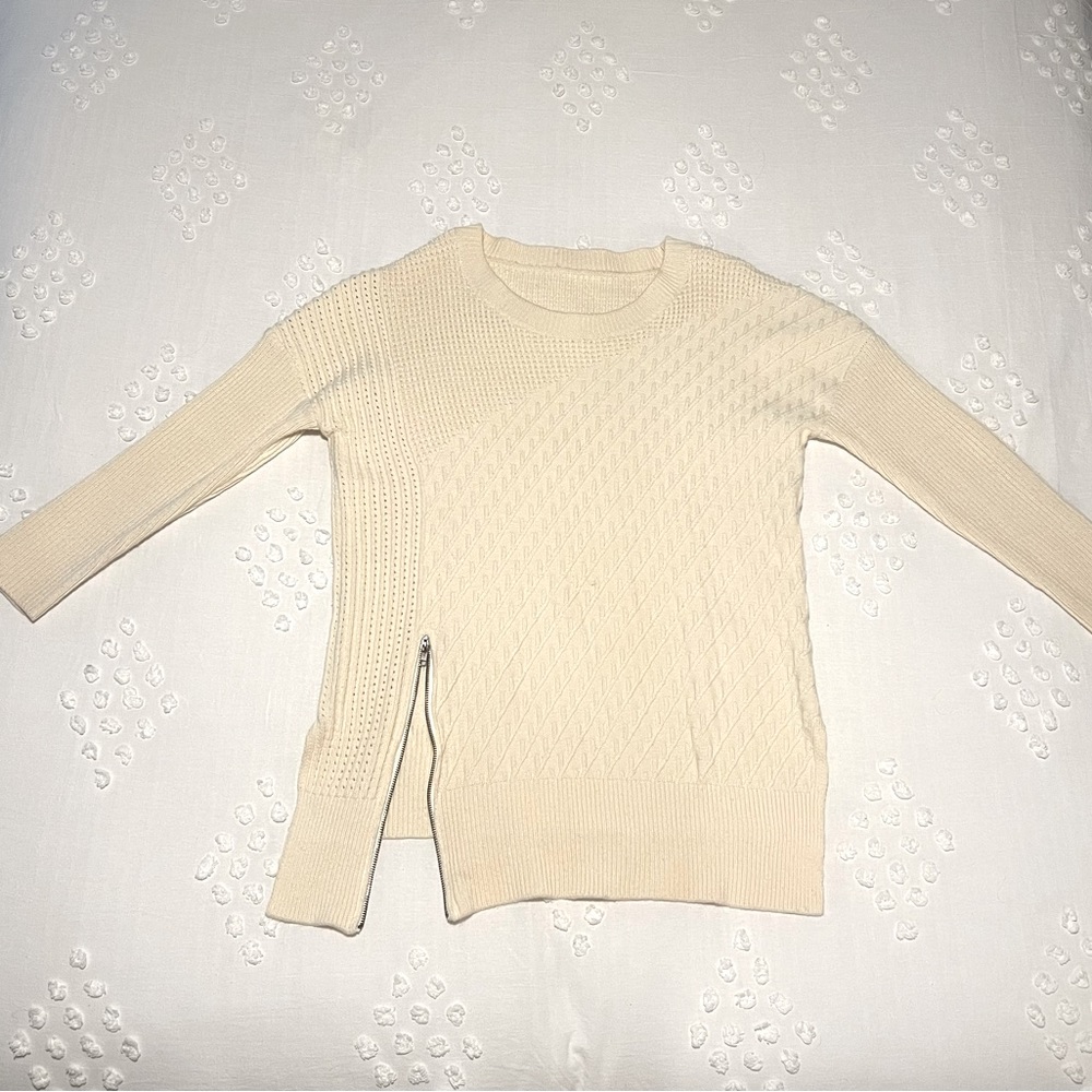 Cream Sweater w/ Side Zip